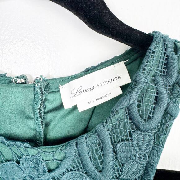 Lovers & Friends x Revolve Caspian Shift Dress Hunter Green Lace Racerback XS - Picture 5 of 14